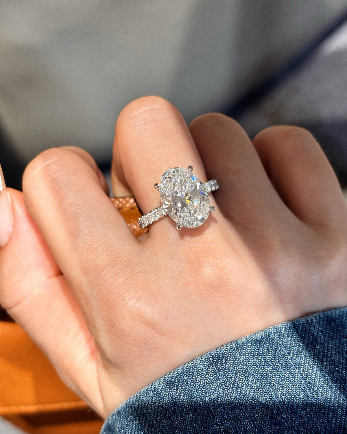 Oval Pavé Solitaire Ring by MONICONIC