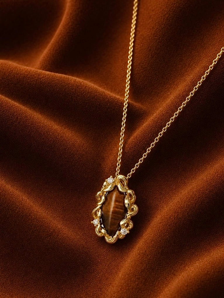 Tiger’s Eye Swirl Pendant Necklace