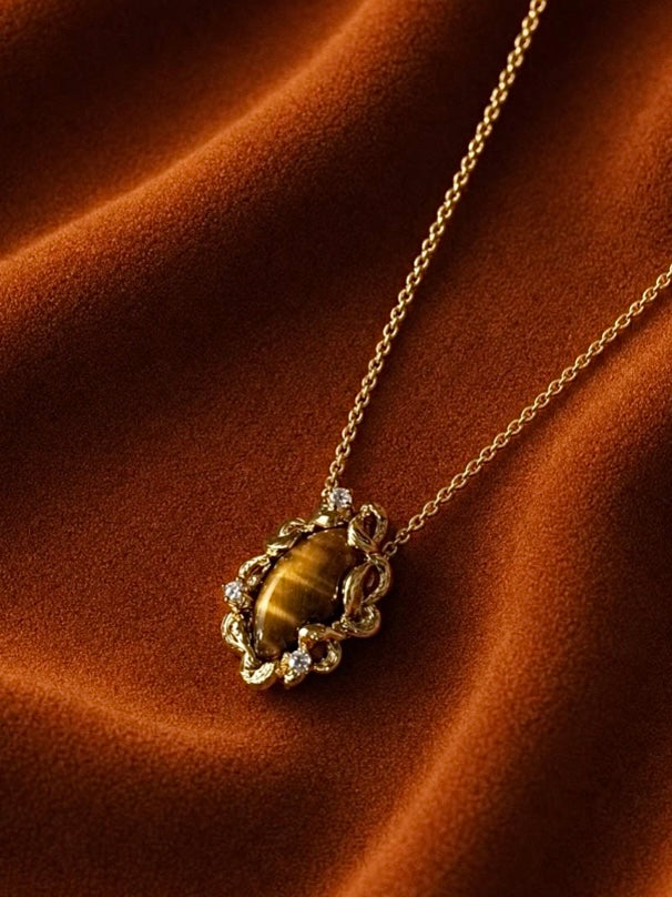 Tiger’s Eye Swirl Pendant Necklace