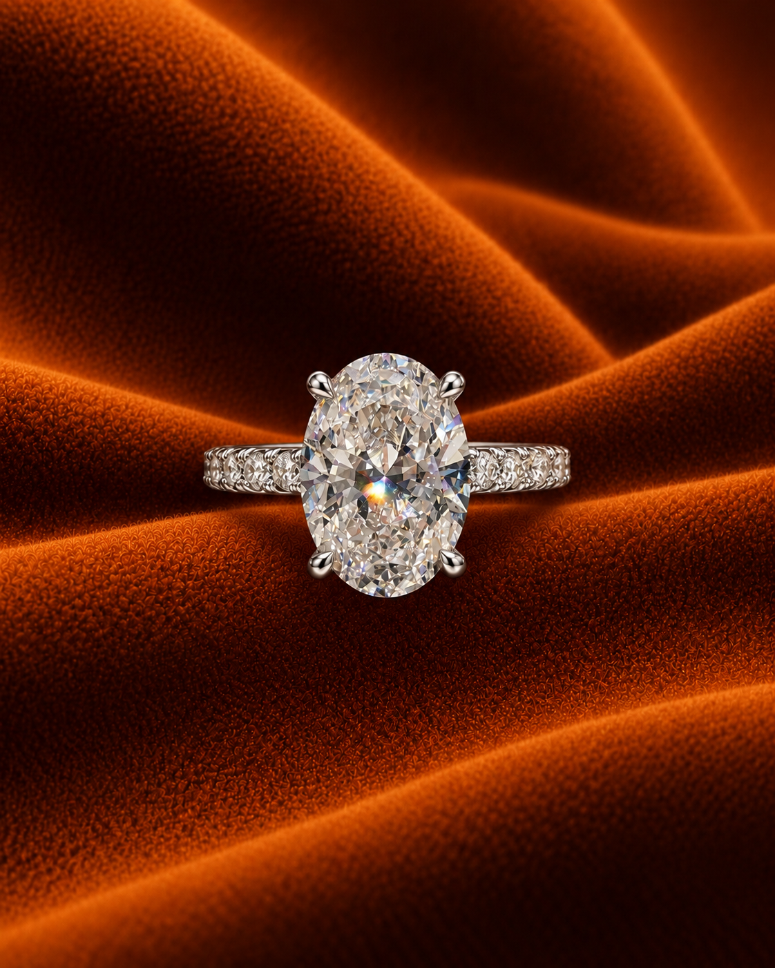 Oval Pavé Solitaire Ring by MONICONIC