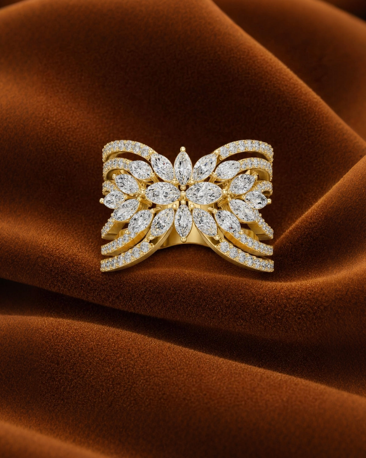 Marquise Rosette Multi-Row Ring