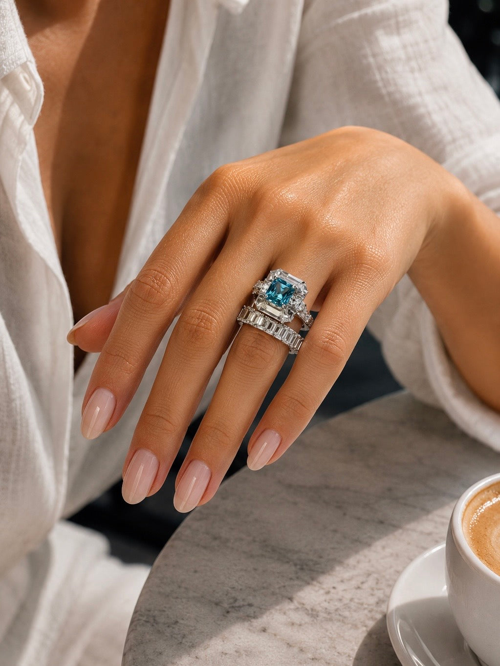 Emerald-Cut Duo Crystal Ring