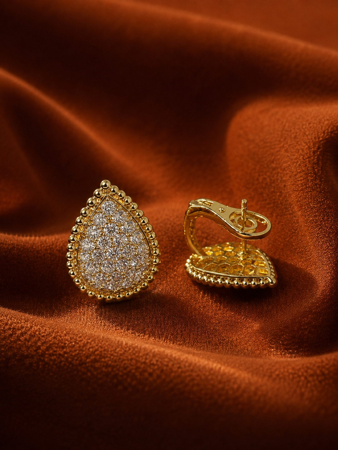 Pavé Teardrop Stud Earrings by MONICONIC