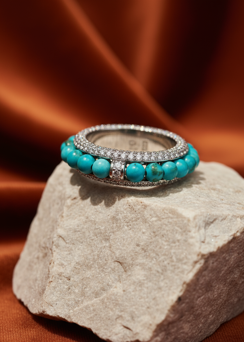 Turquoise Pavé Ring