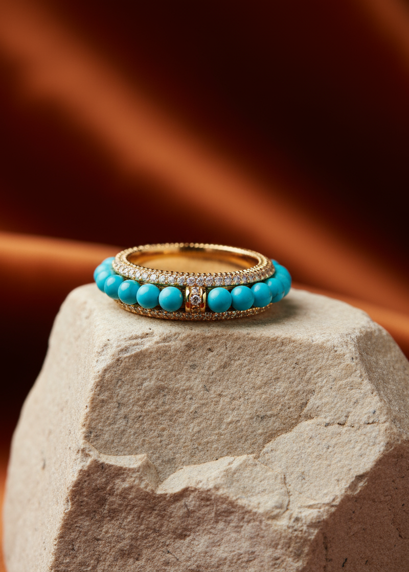 Turquoise Pavé Ring