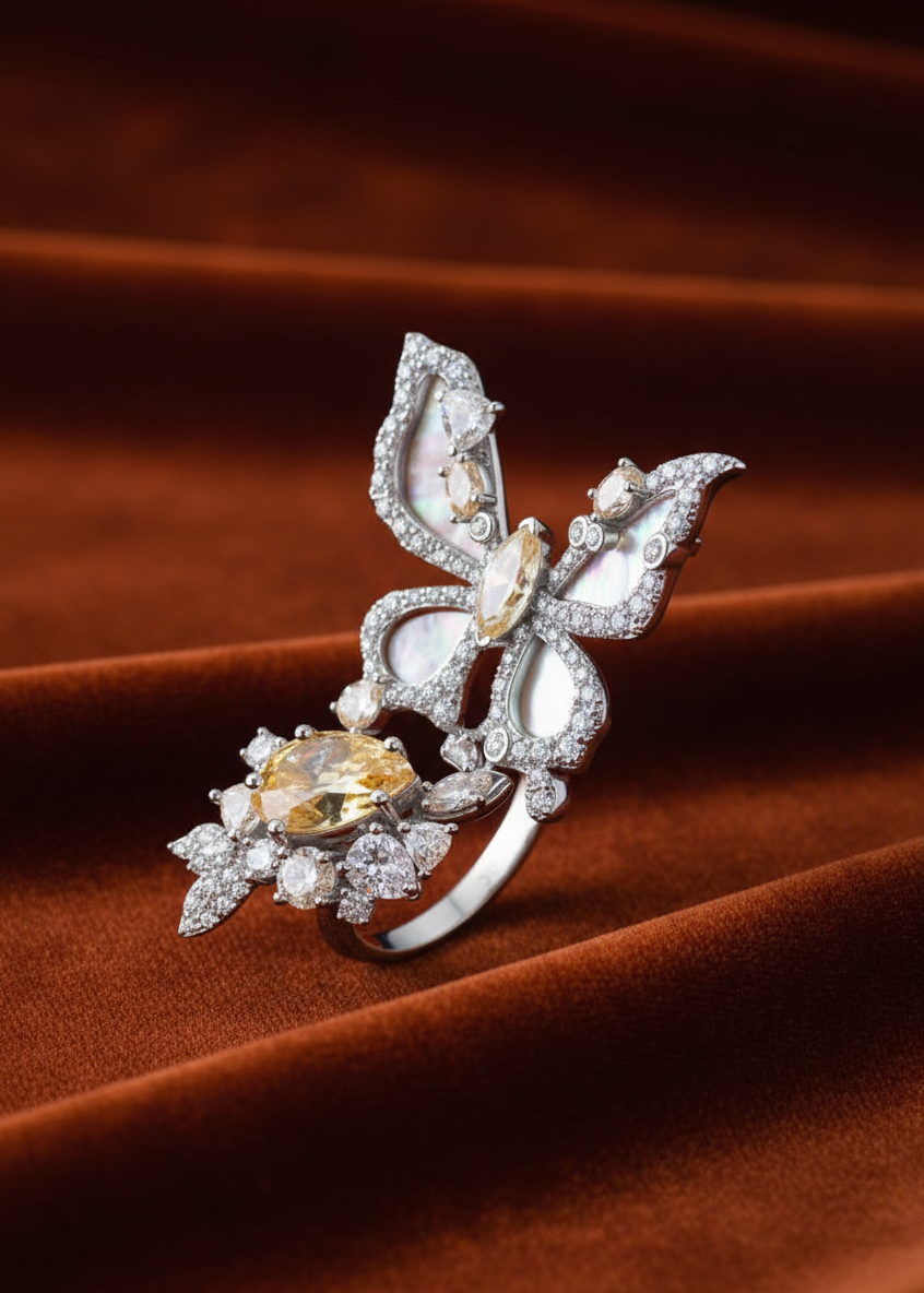 Butterfly Bloom Ivy Ring