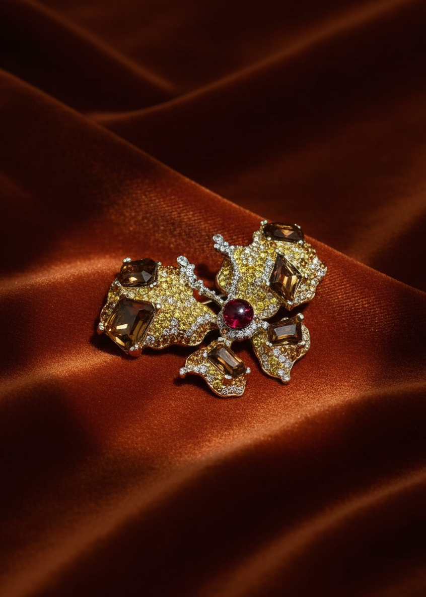 Crimson Monarch Brooch