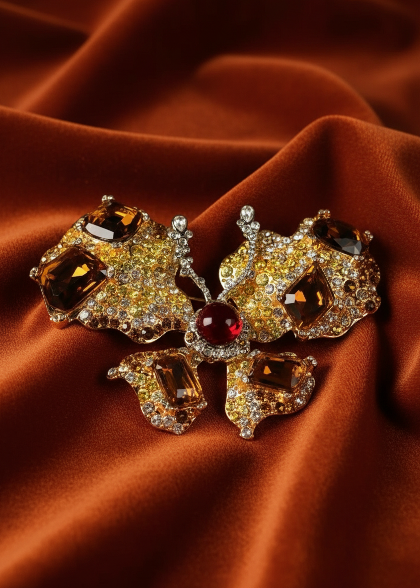 Crimson Monarch Brooch