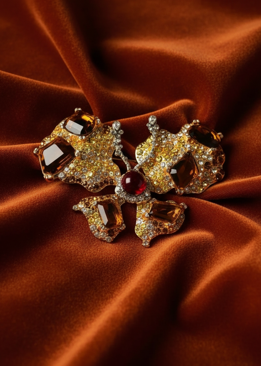 Crimson Monarch Brooch