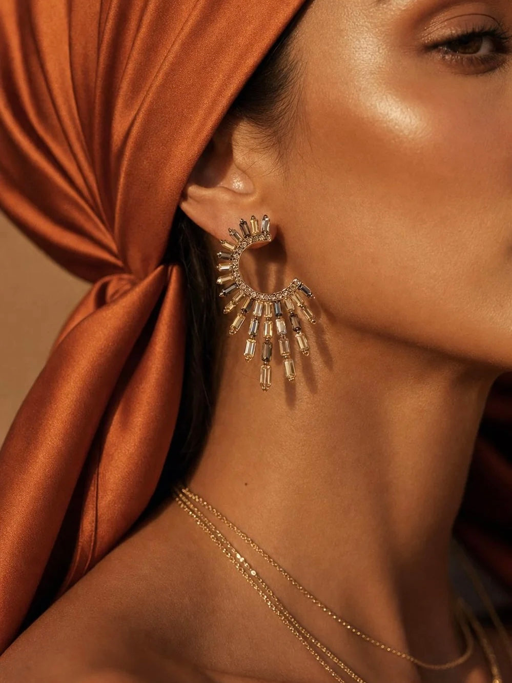 Radiant Fan Crystal Earrings