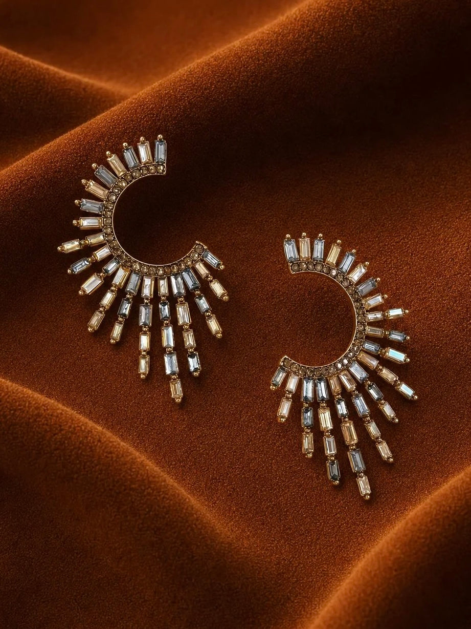 Radiant Fan Crystal Earrings