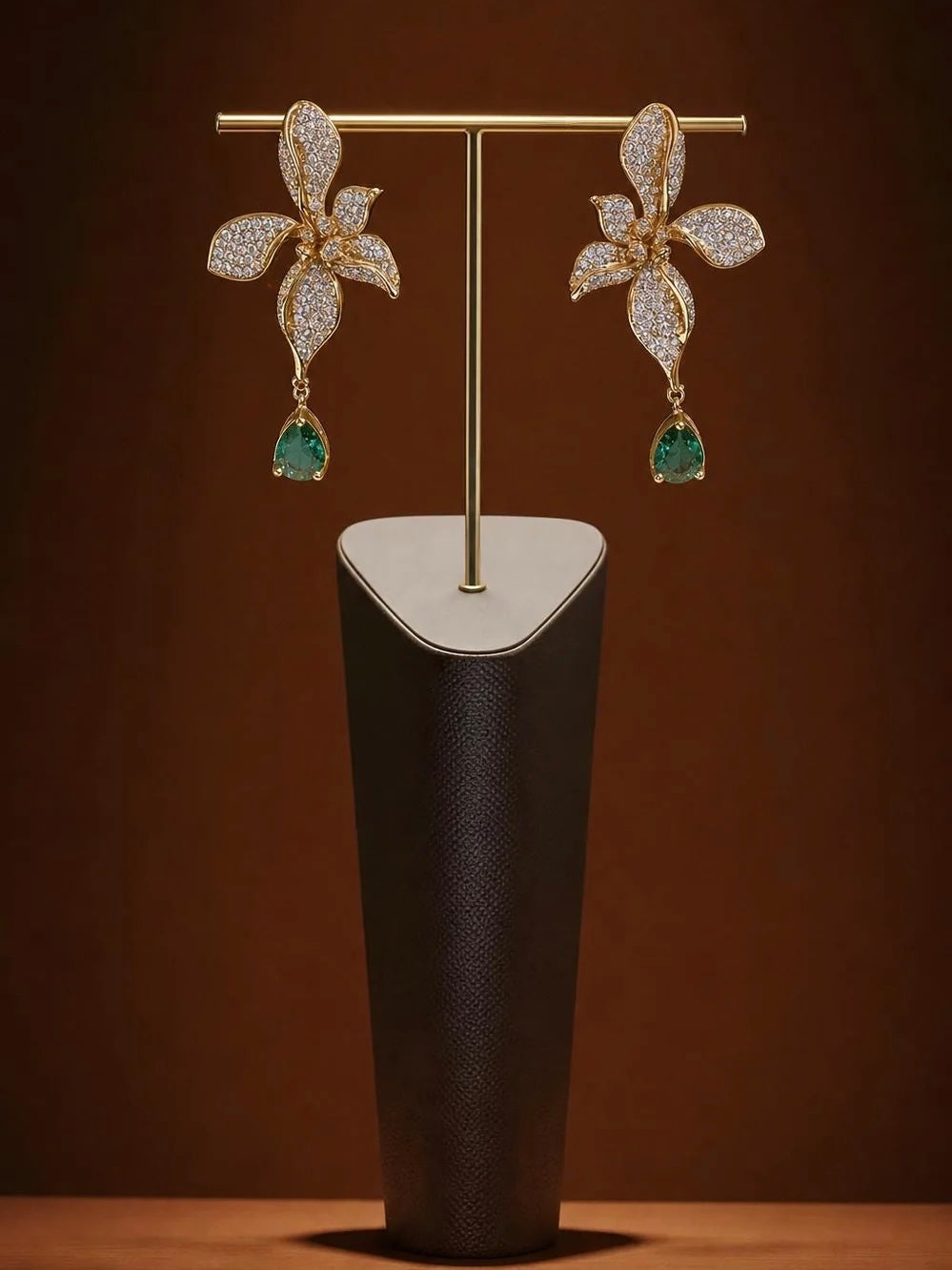 Crystal Flower Drop Earrings