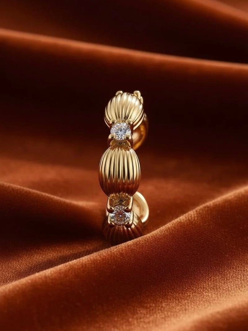 Ribbed Crystal Ear Cuff
