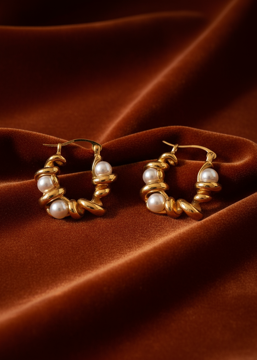 Whirl Pearl Hoops