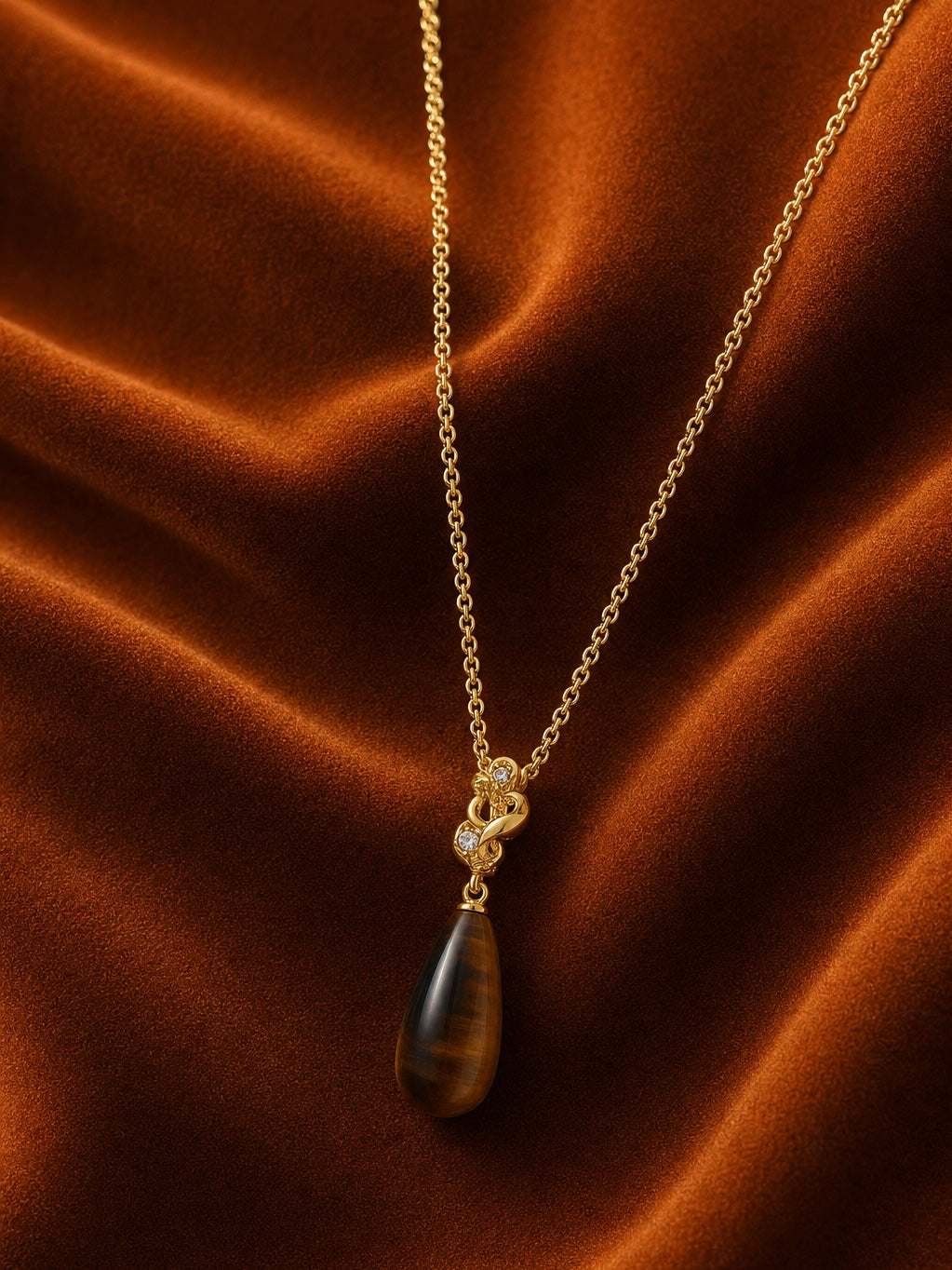 Tiger’s Eye Teardrop Necklace