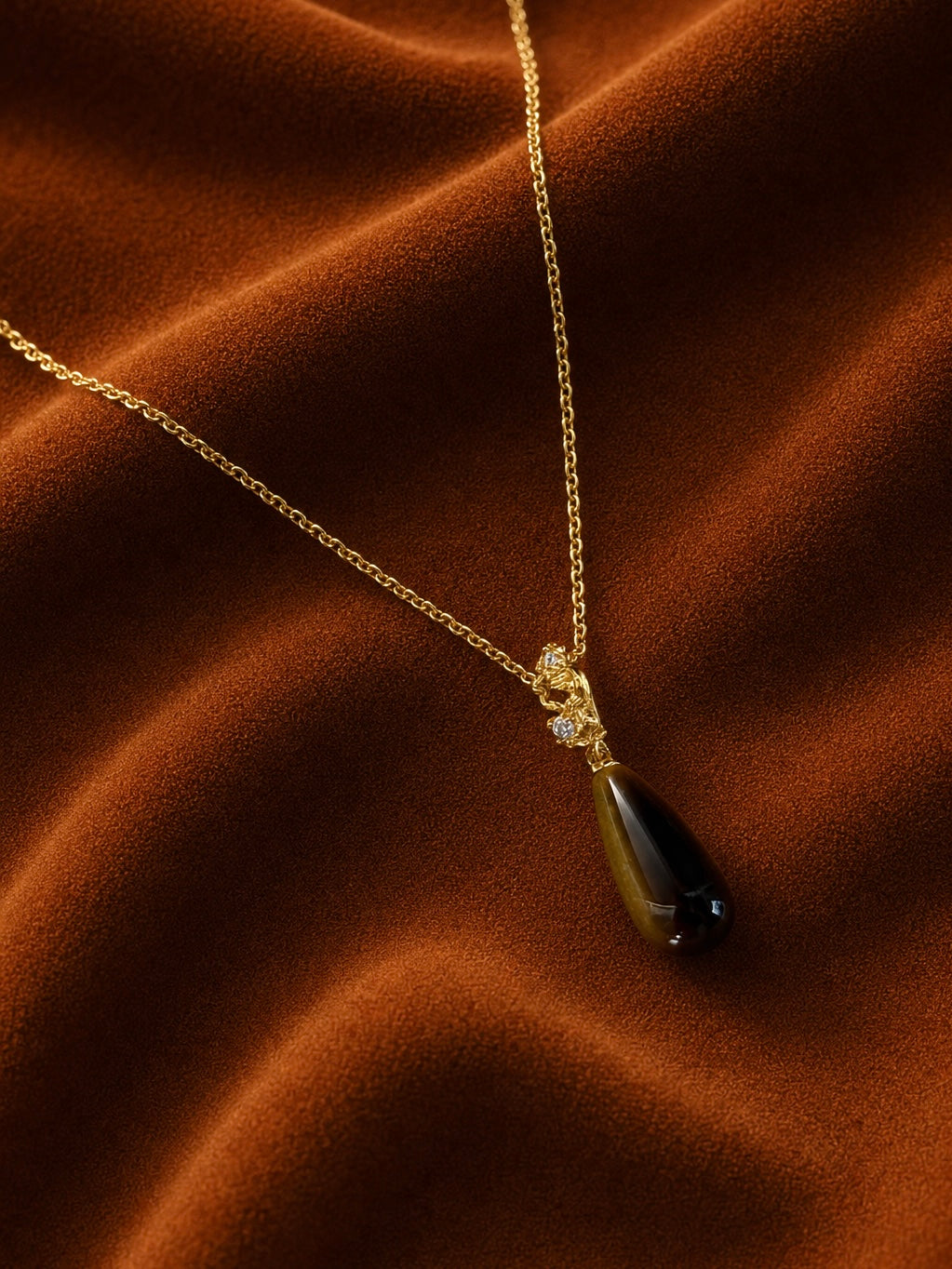 Tiger’s Eye Teardrop Necklace