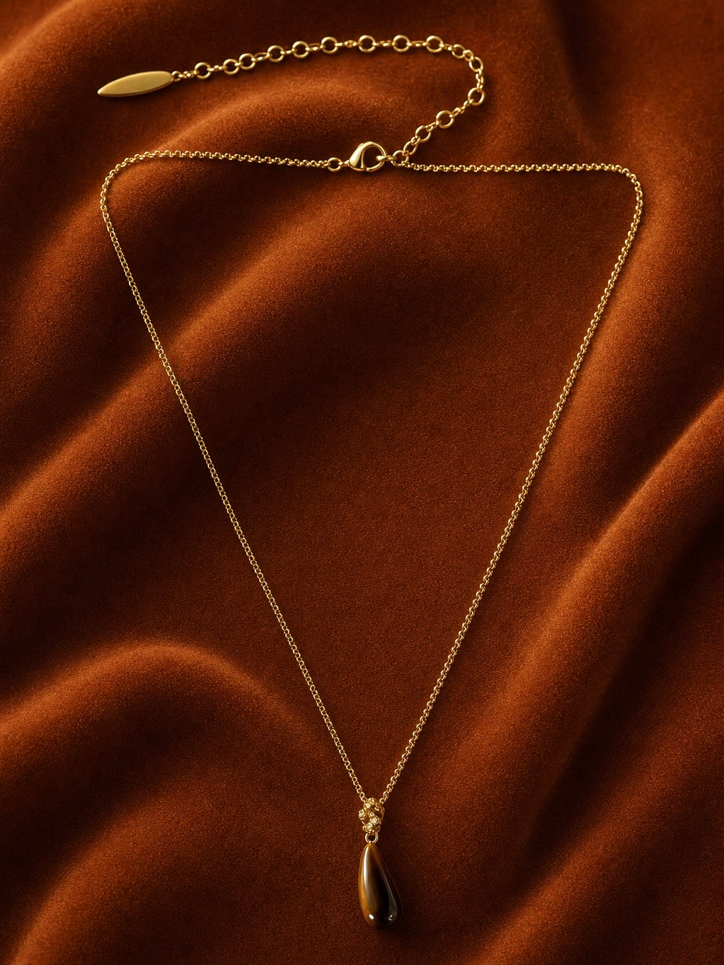 Tiger’s Eye Teardrop Necklace