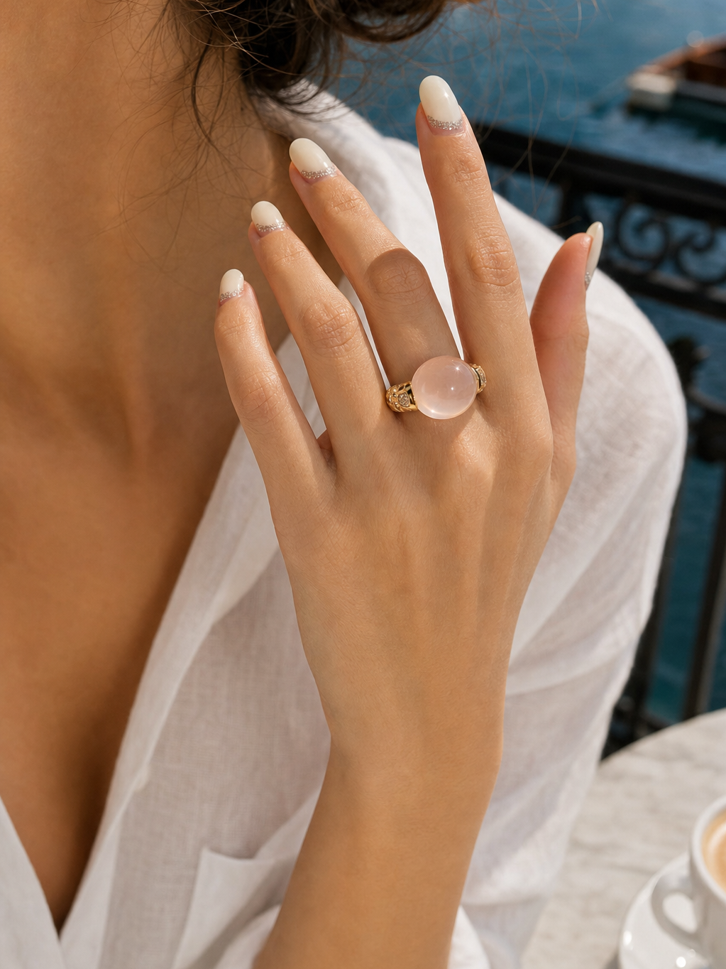 Blush Dome Crystal Ring by MONICONIC