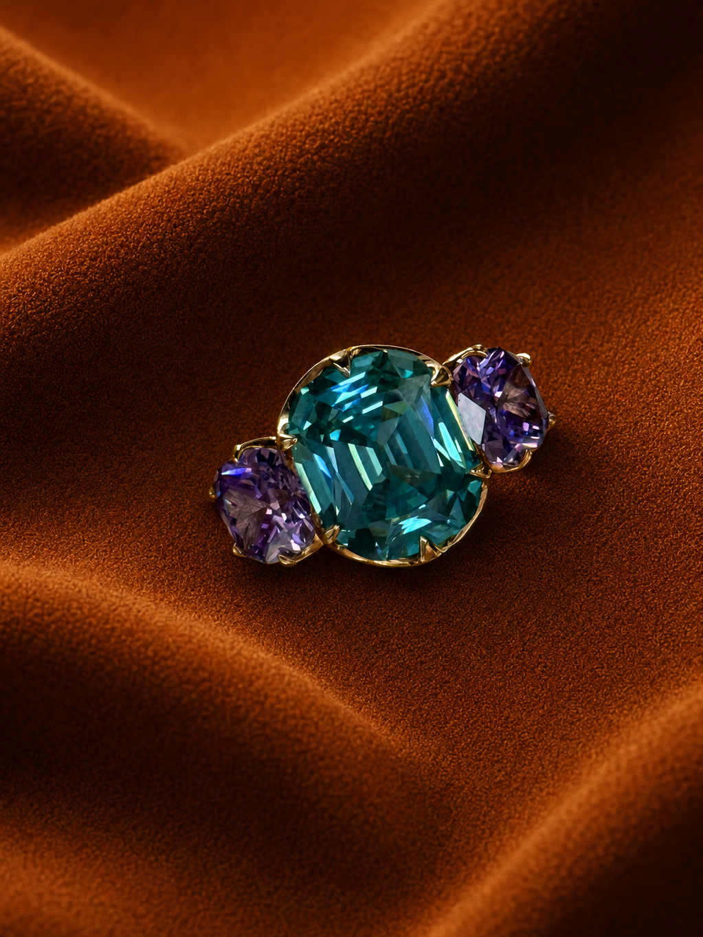 Ocean Teal Trio Cocktail Ring by MONICONIC