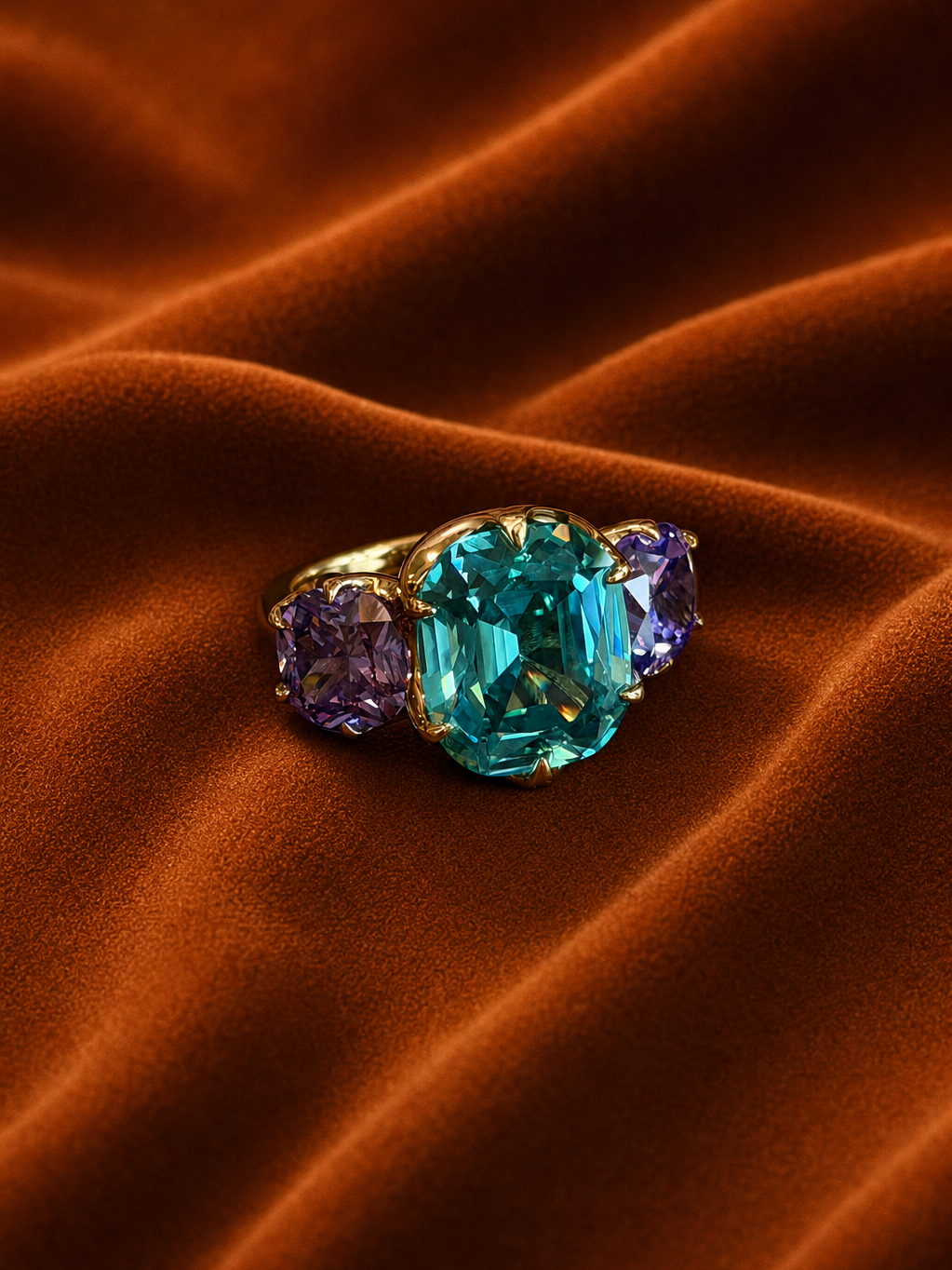 Ocean Teal Trio Cocktail Ring by MONICONIC