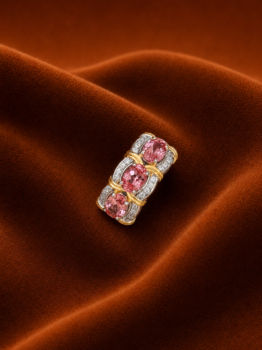 Padparadscha Triple Band Ring by MONICONIC