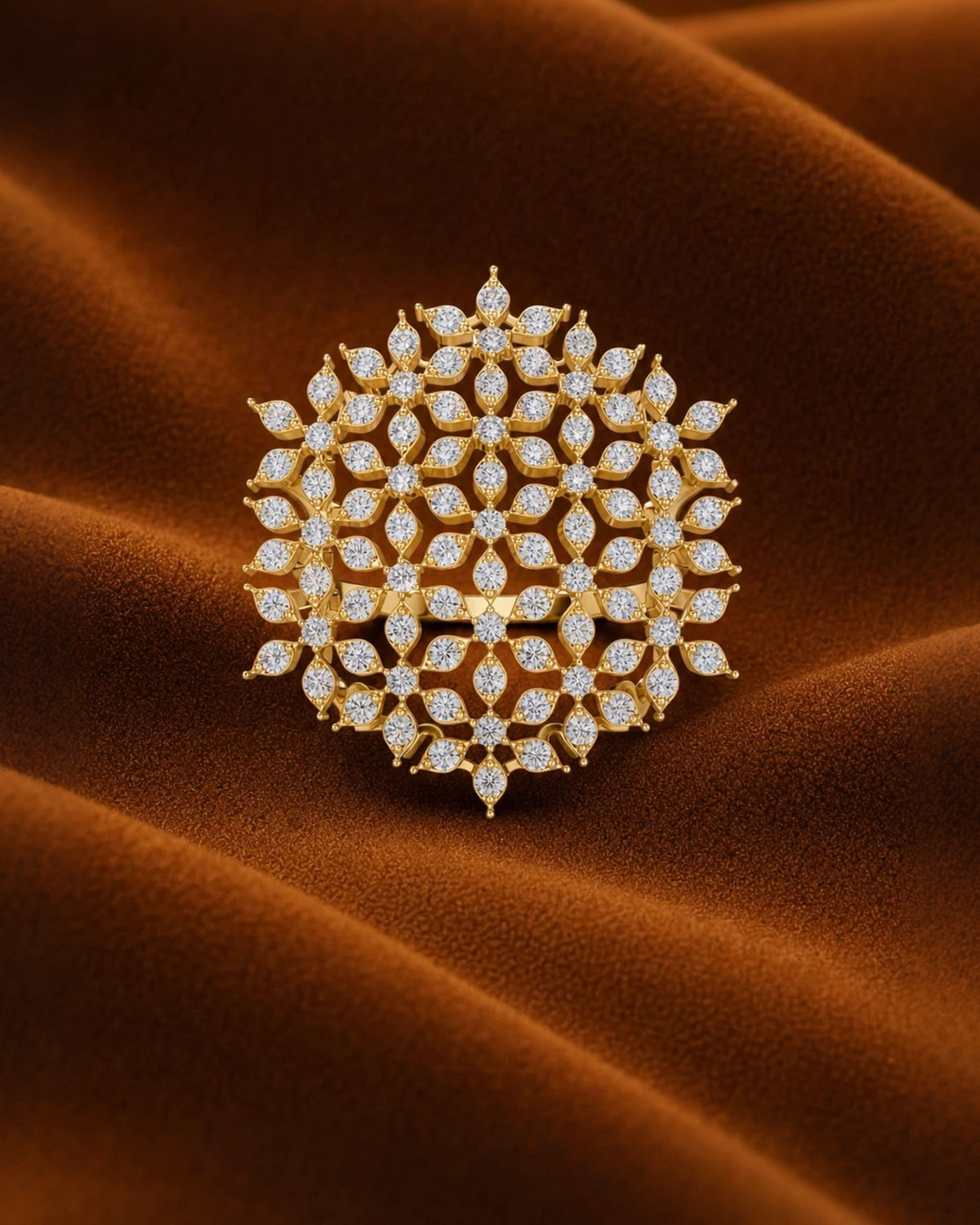 Floral Lattice Medallion Ring