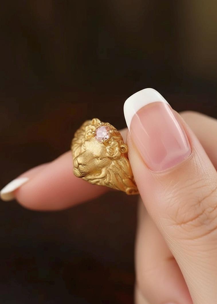 Gold Lion Head Ring | 18k Vermeil Signet | Regal Animal Jewelry | Symbolic Statement Band