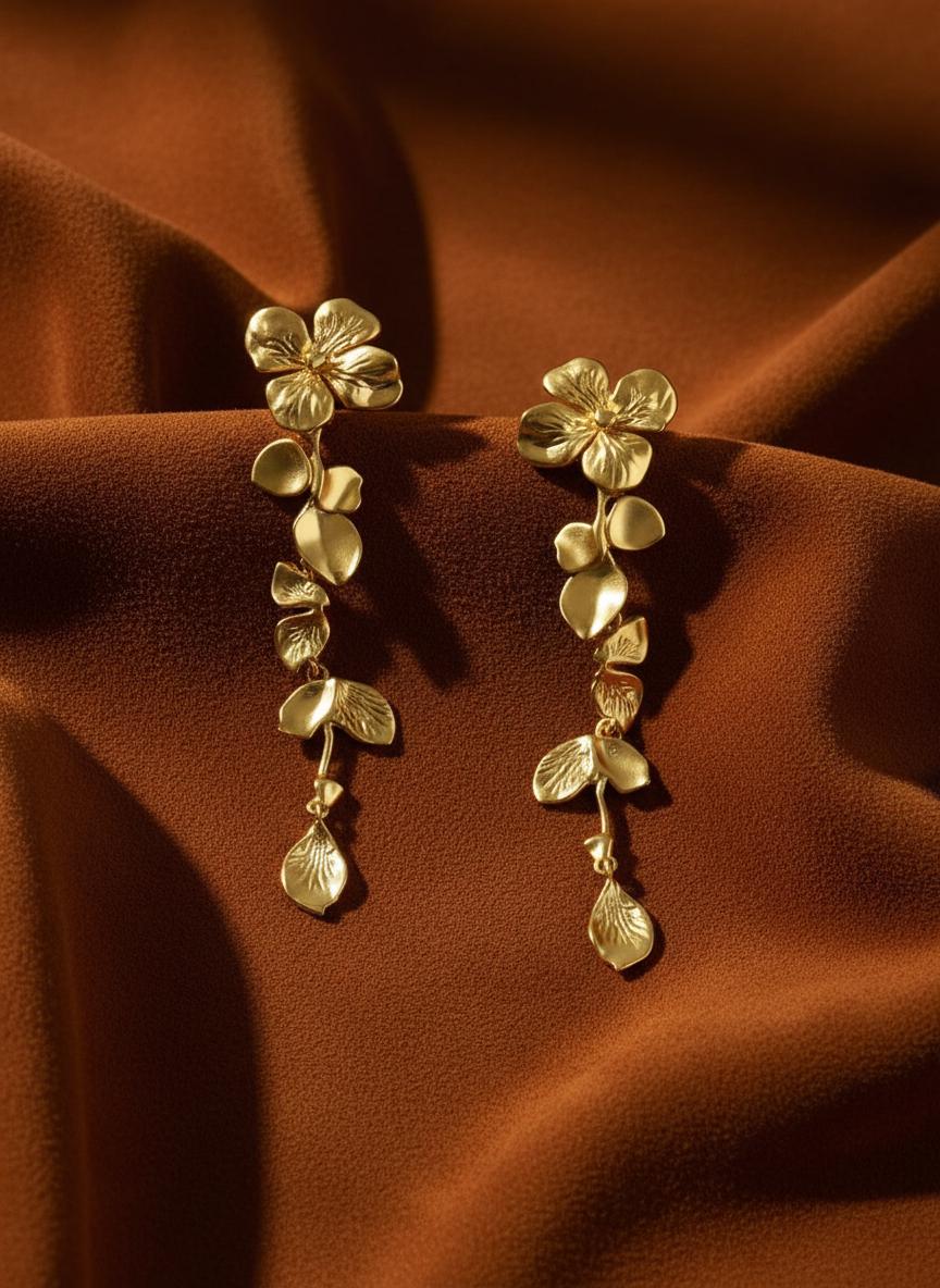 Sculptural Floral Dangle Earrings