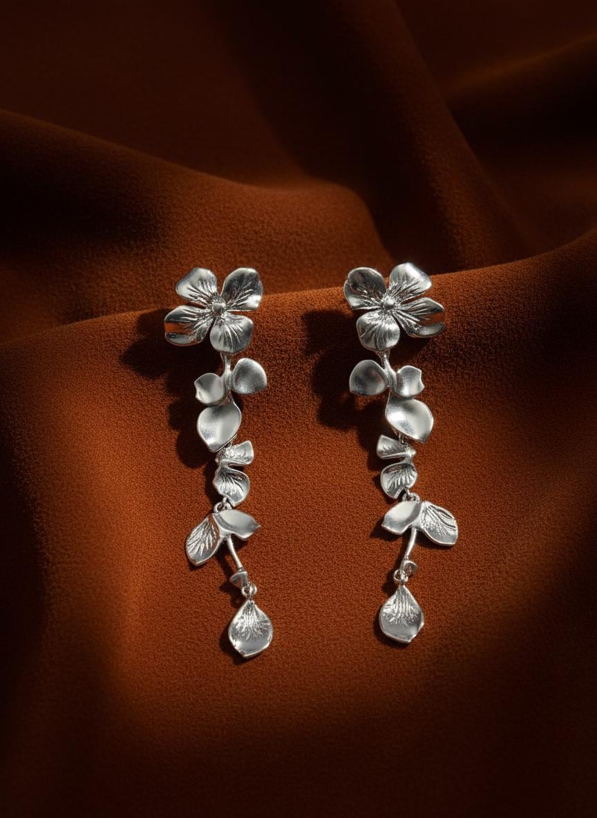 Sculptural Floral Dangle Earrings