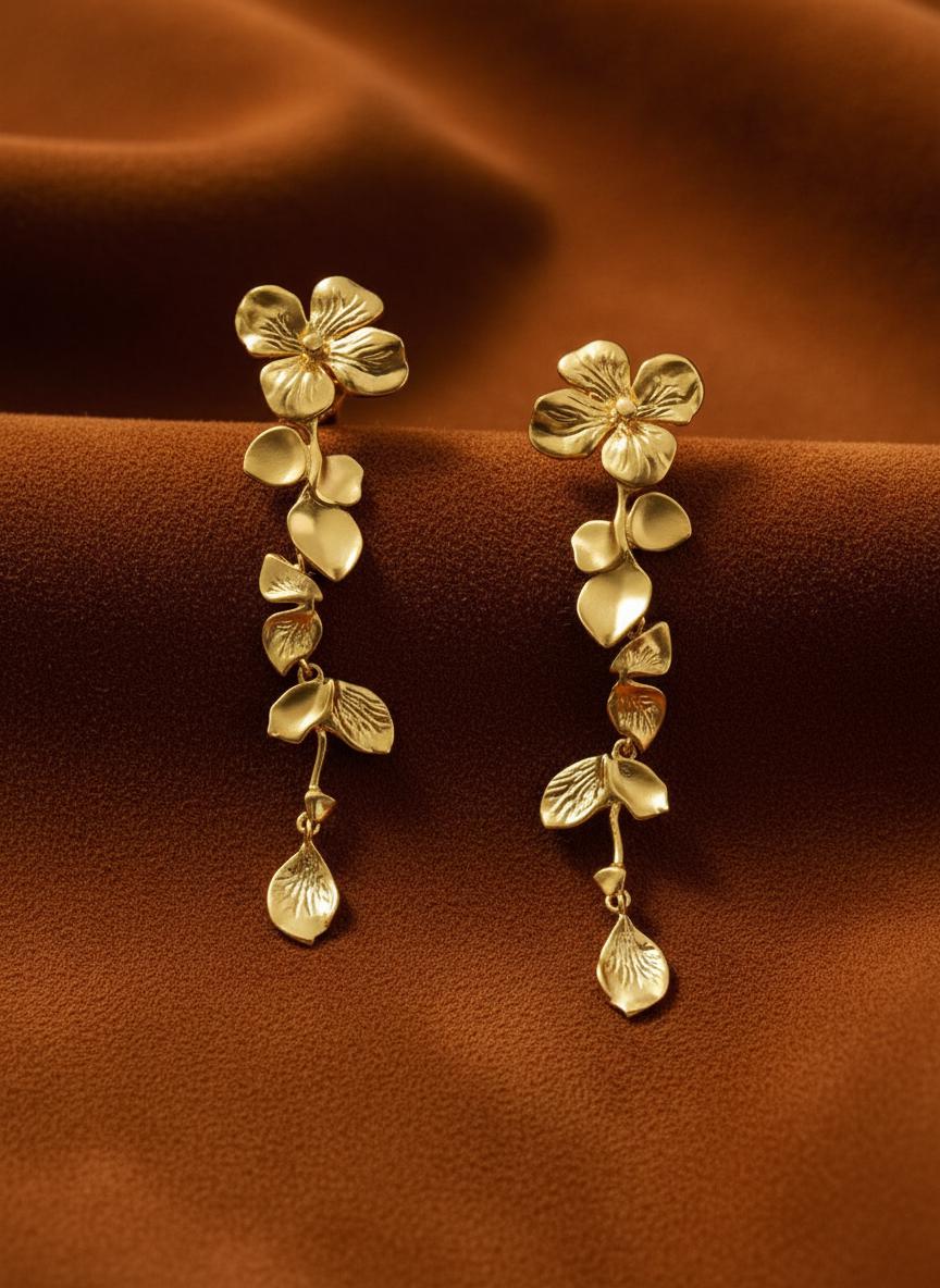 Sculptural Floral Dangle Earrings