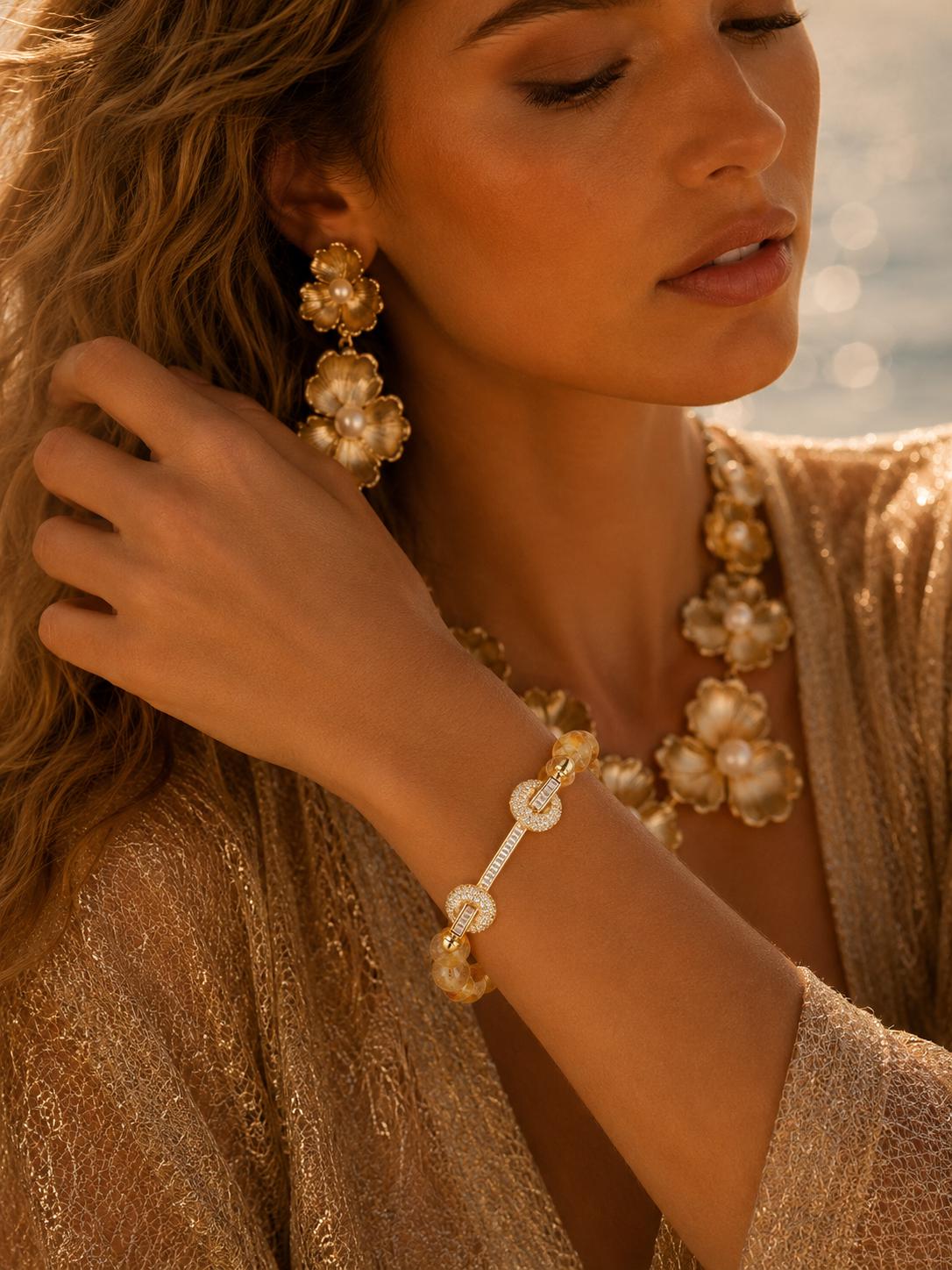 Citrine Sculptural Bar Bracelet