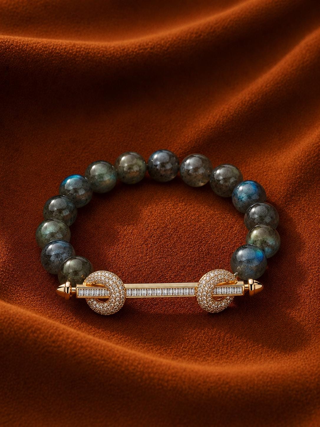 Grey Moonstone Crystal Bracelet | 14K Gold Plated Bracelet | Energy Crystal Bracelet | Gemstone Beaded Bracelet | Protection Jewelry