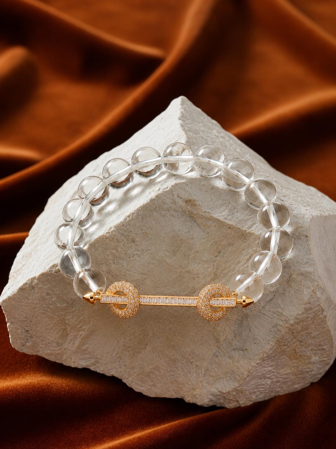 Clear Quartz Crystal Bracelet | 14K Gold Plated Bracelet | Energy Crystal Bracelet | Healing Crystal Bracelet | Gemstone Jewelry