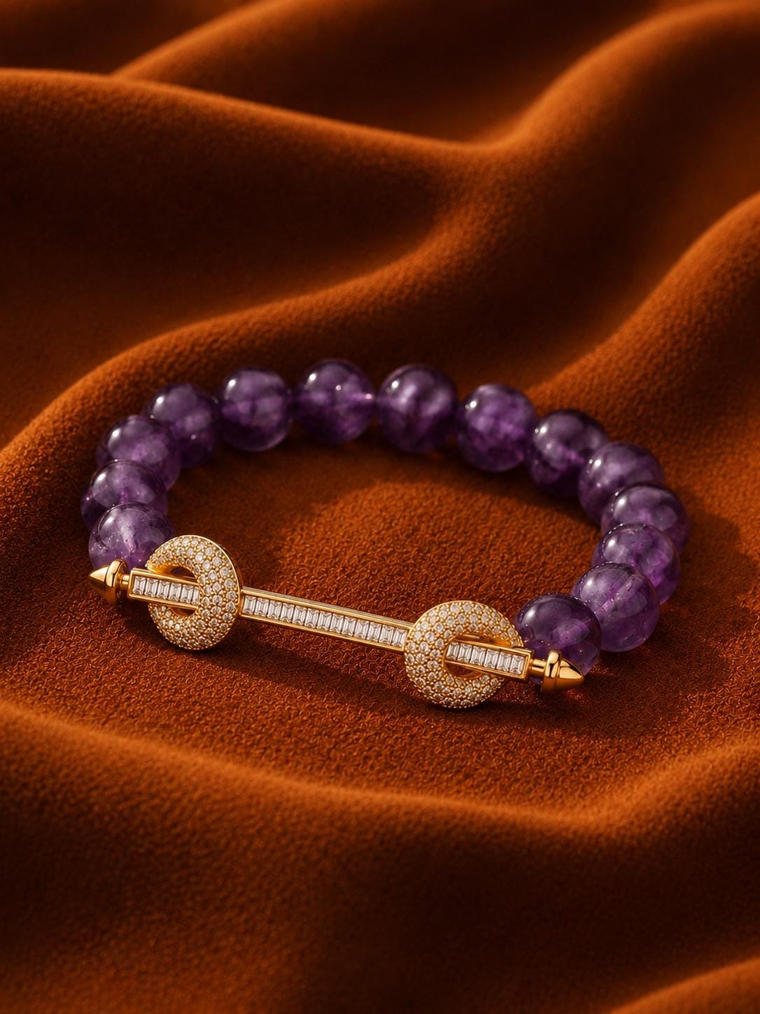 Amethyst Sculptural Bar Bracelet