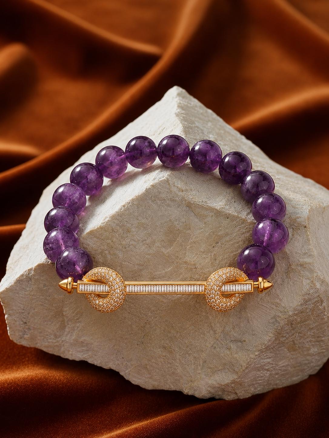 Amethyst Sculptural Bar Bracelet