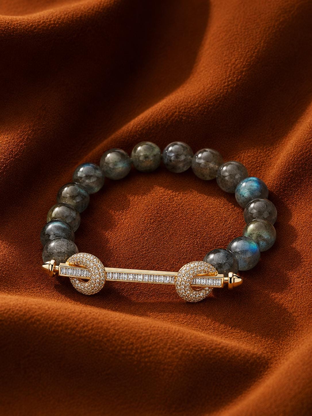 Grey Moonstone Crystal Bracelet | 14K Gold Plated Bracelet | Energy Crystal Bracelet | Gemstone Beaded Bracelet | Protection Jewelry