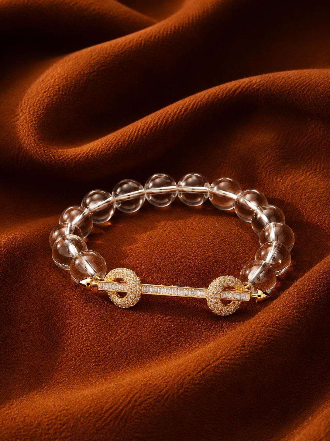 Clear Quartz Crystal Bracelet | 14K Gold Plated Bracelet | Energy Crystal Bracelet | Healing Crystal Bracelet | Gemstone Jewelry
