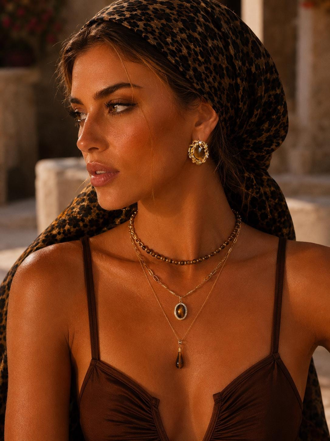 Tiger’s Eye Ripple Stud Earrings