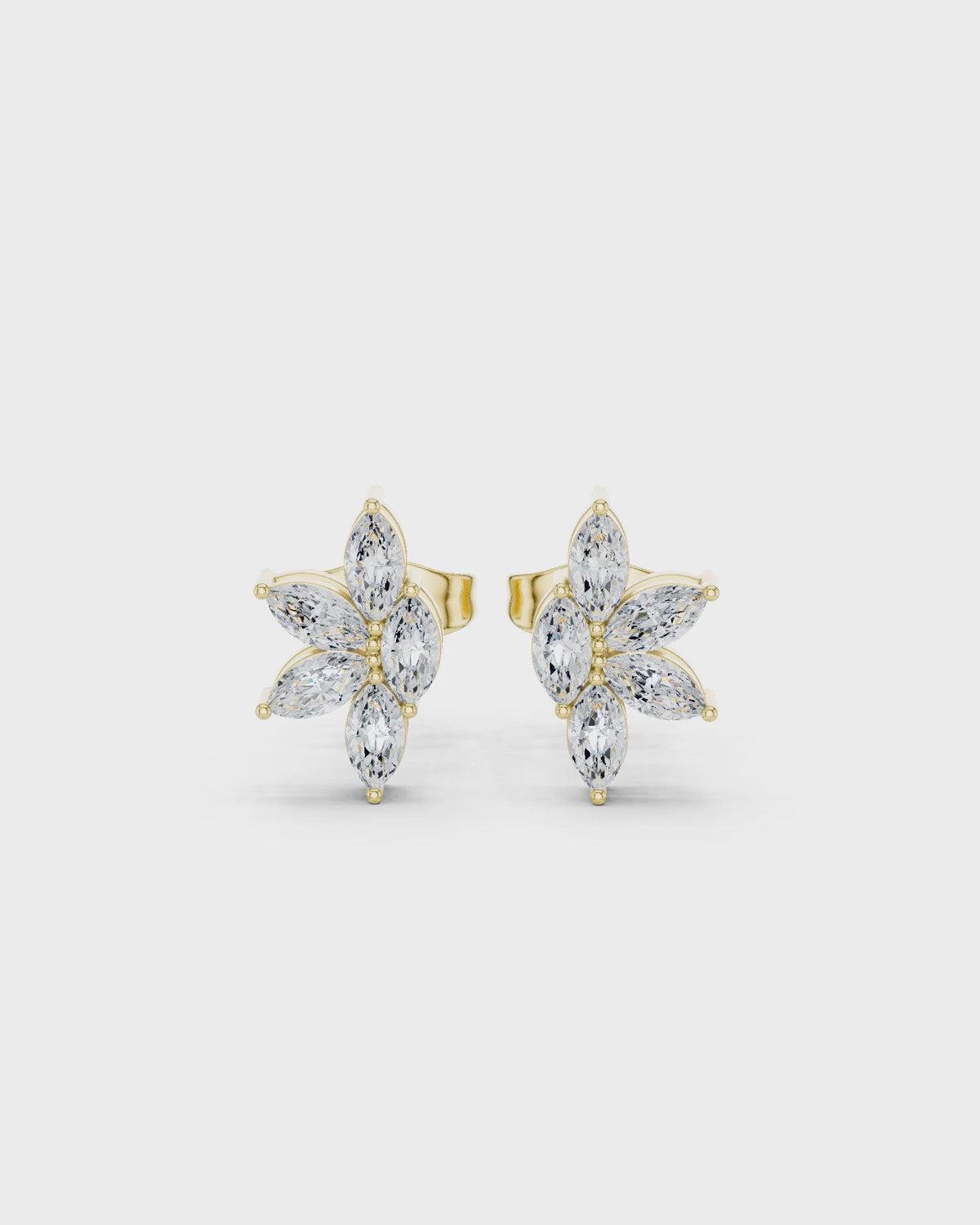 Marquise Diamond Flower Stud Earrings by MONICONIC