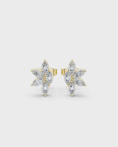 Marquise Diamond Flower Stud Earrings by MONICONIC