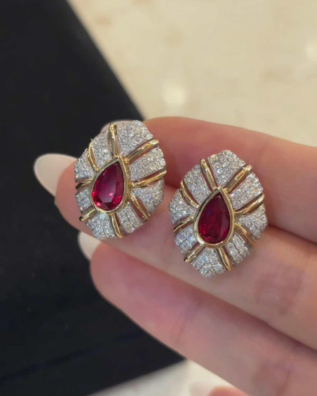Teardrop Ruby Stud Earrings by MONICONIC