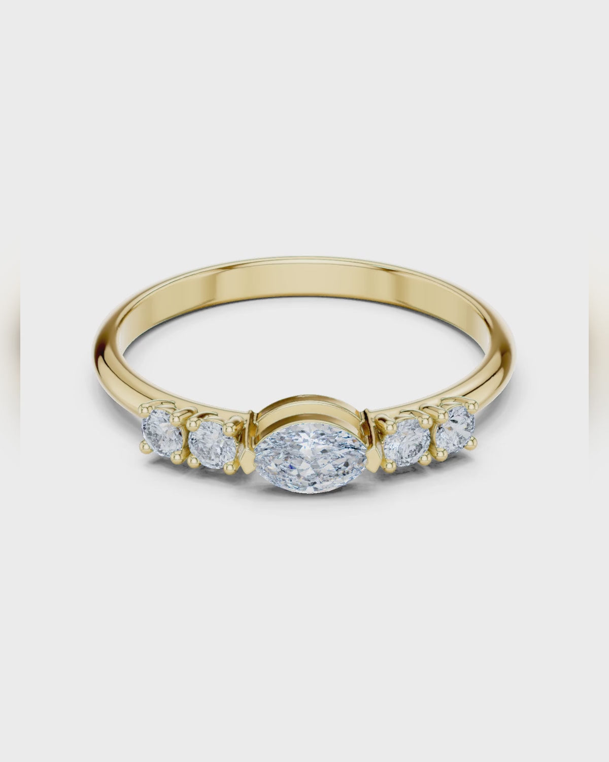 East West Marquise Five Stone Ring by MONICONIC