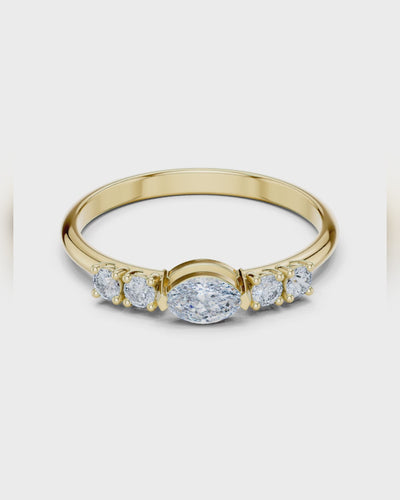 East West Marquise Five Stone Ring by MONICONIC