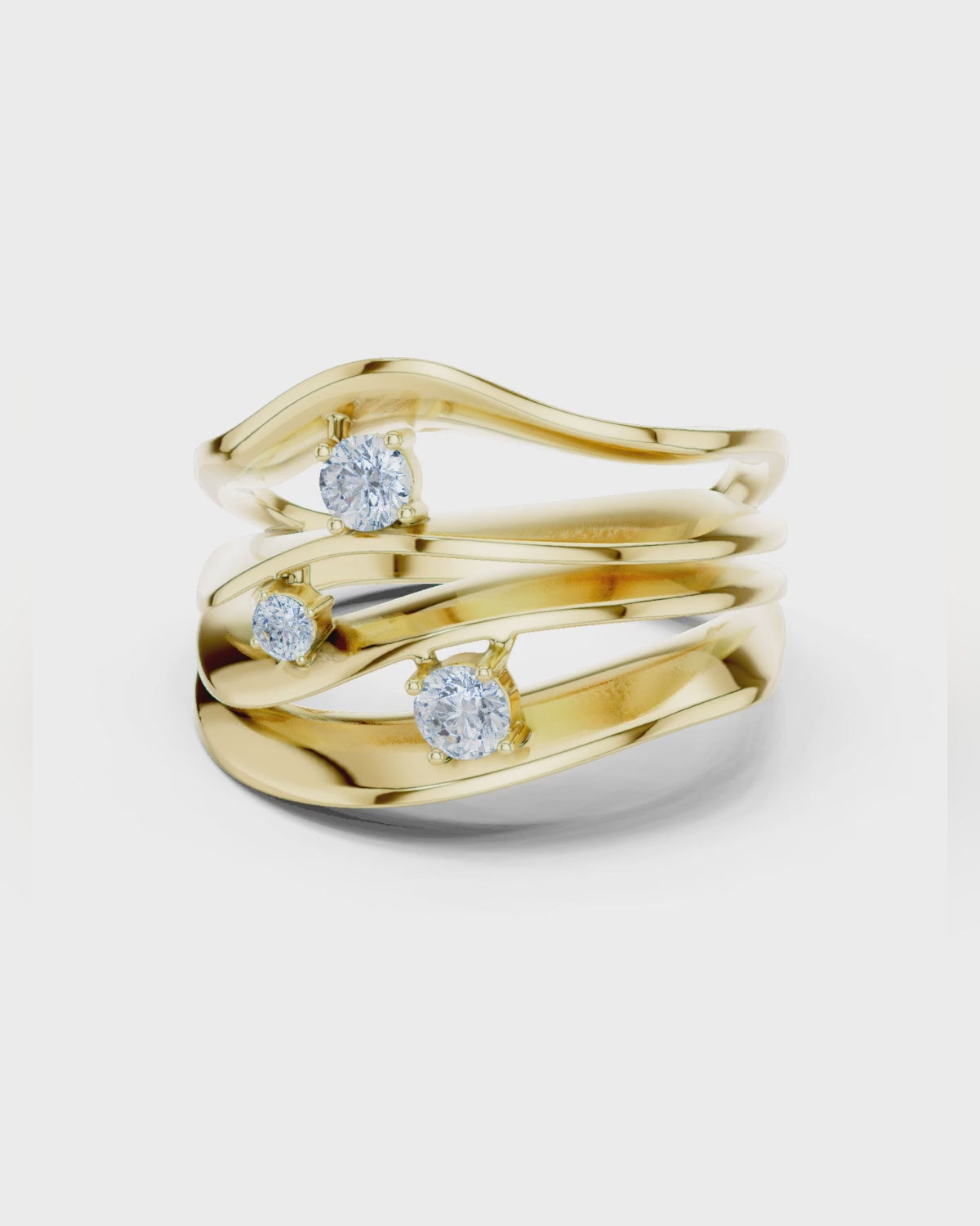 Three-Diamond Bypass Ring by MONICONIC