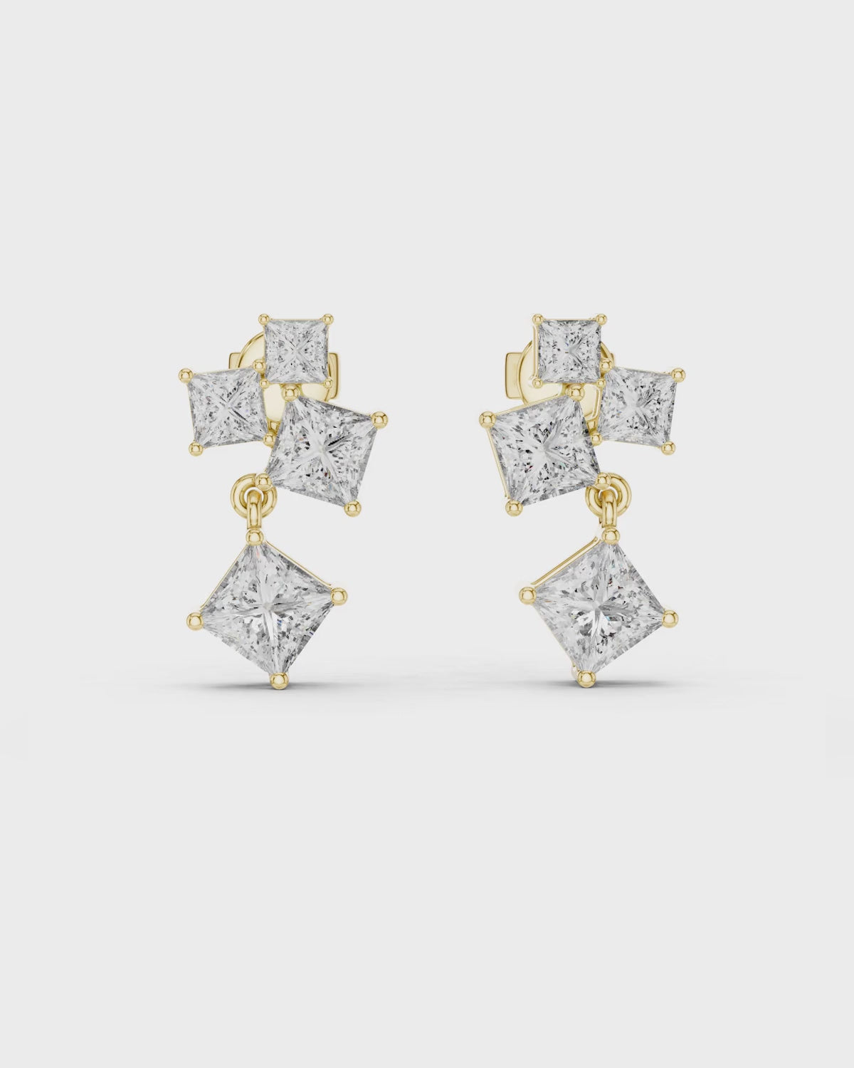 Princess-Cut Diamond Cascade Drop Earrings by MONICONIC