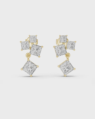 Princess-Cut Diamond Cascade Drop Earrings by MONICONIC