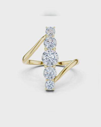 Five Stone Bypass Ring by MONICONIC