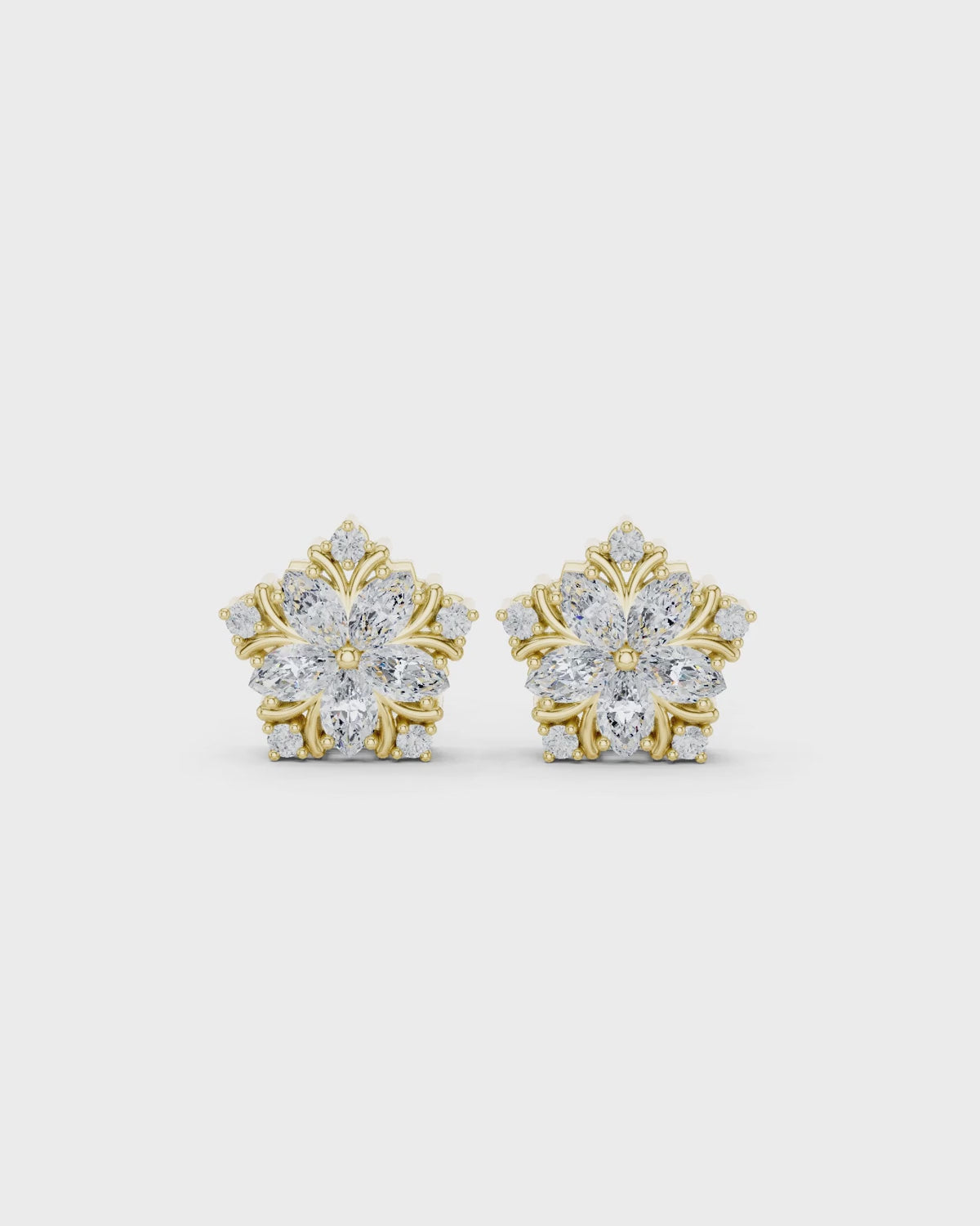Marquise Petal Diamond Stud Earrings by MONICONIC