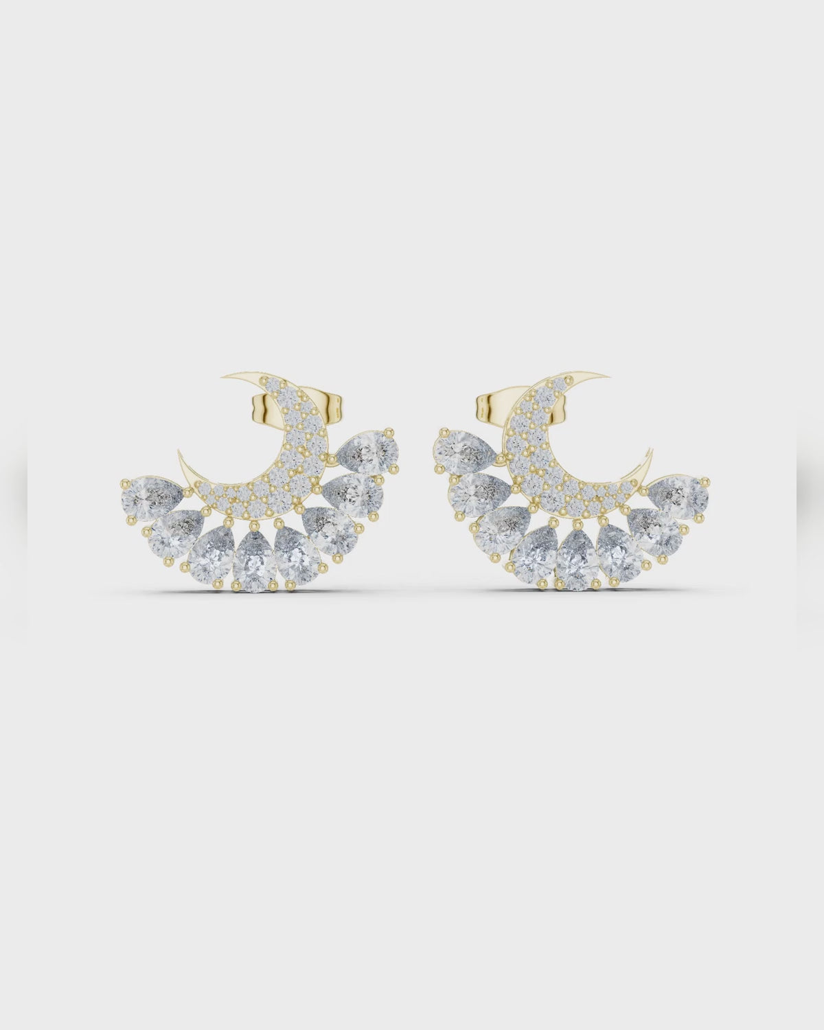 Crescent Moon Diamond Stud Earrings by MONICONIC