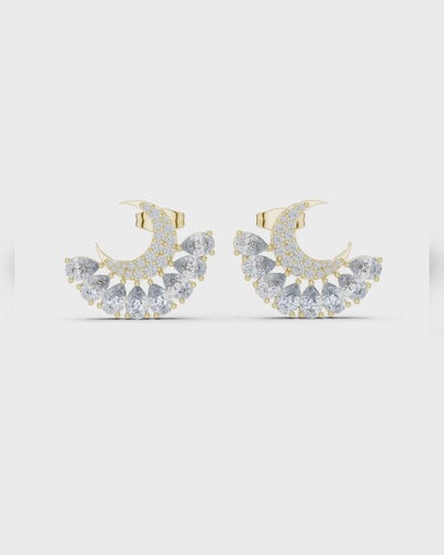 Crescent Moon Diamond Stud Earrings by MONICONIC